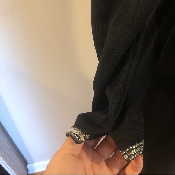 Vintage 1970s R&K Knits Black Long Sleeve Kaftan Maxi Dress - Picture 6 of 10